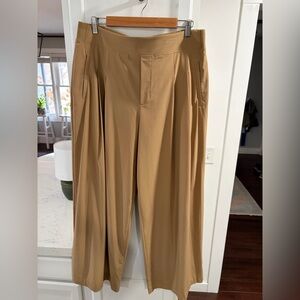 ATHLETA Womens Pinnacle Tan Wide-Leg Pleated Trousers